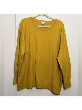 J Jill Upland Grove Mustard Yellow Relaxed Knit Sweater Top Size 2x